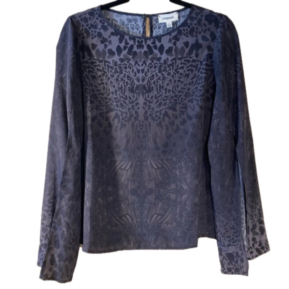 L’agence BLACK SILK ANIMAL PRINT SLIT SLEEVE CAPE BLOUSE- SIZE XS- NWT - Picture 1 of 5